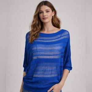 EXPRESS Open Knit Dolman Pull Over Top In Cobalt Blue. Size S NWOT
